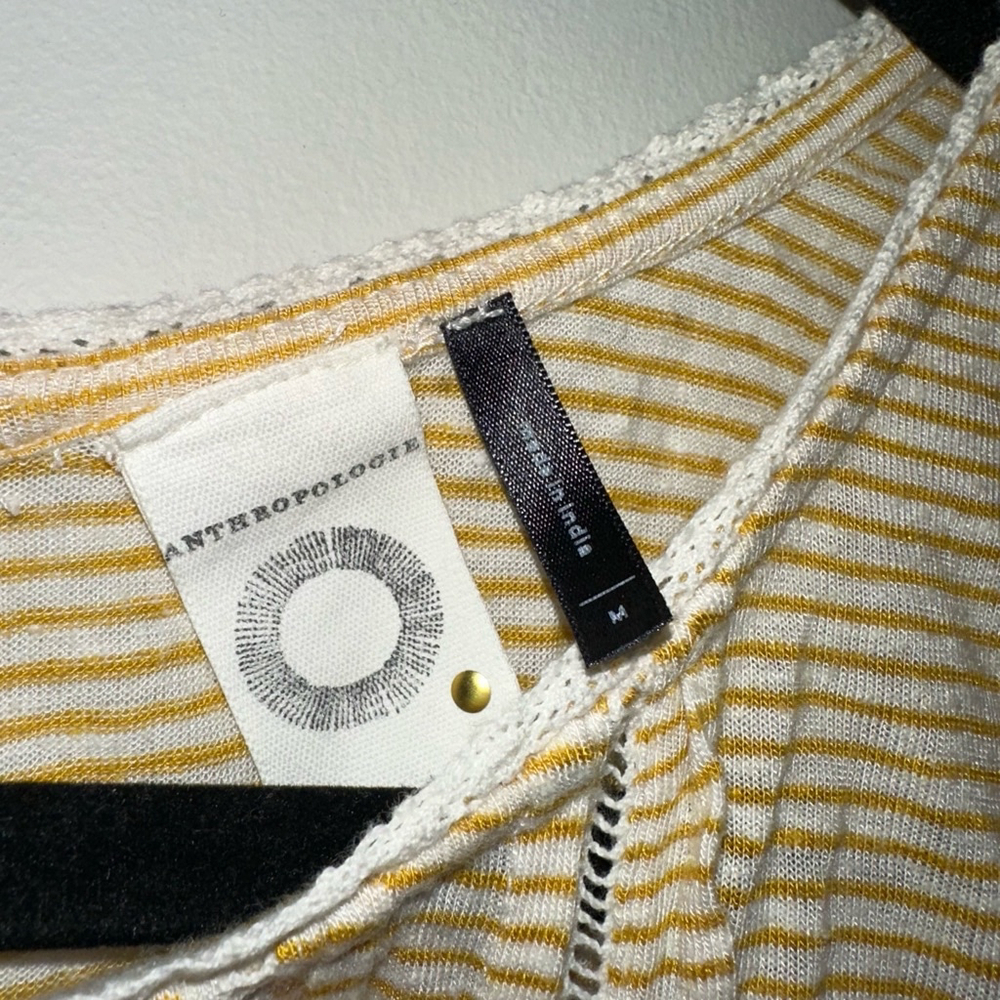 Women's Anthropologie Tank Top Size M mustard Yellow Striped Sleeveless - Picture 2 of 13